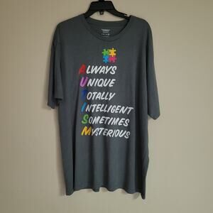 Gray Autism Awareness Graphic T-Shirt - Adult Size 2XL